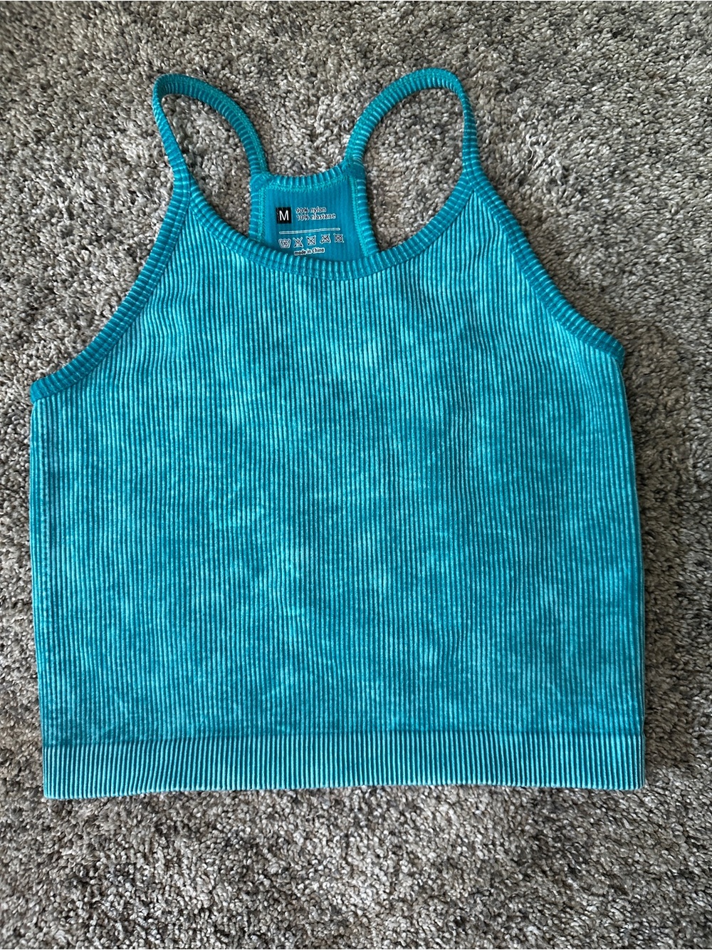 Zenana Outfitters Teal Ribbed Racerback Crop Top